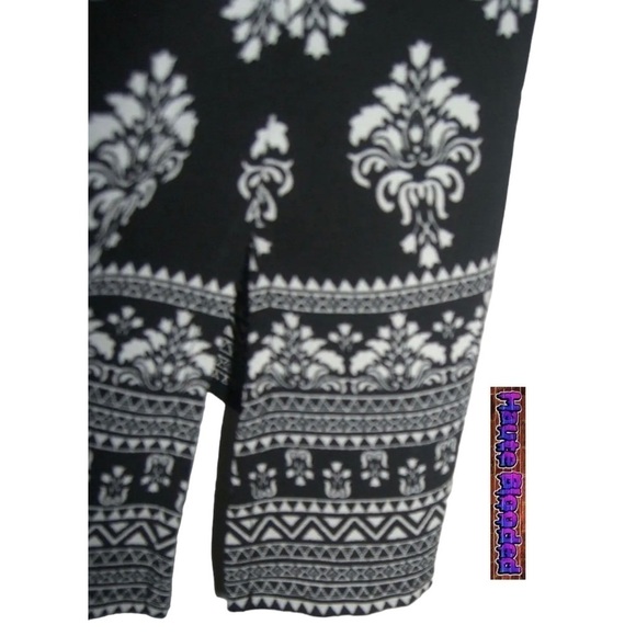 Pacific Beach Bohemian Shirt Dress Black & White Boho Print Tie Neck Plus Sz 3X - Picture 7 of 13